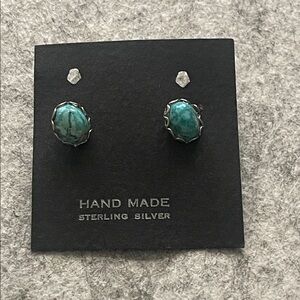 VINTAGE / HAND MADE Sterling Silver Turquoise Earrings